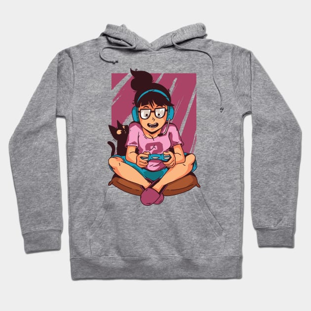 Gamer Girl Cartoon // Video Game Lover // Gamer Life Illustration Hoodie by SLAG_Creative